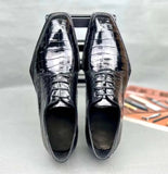 Crocodile Leather Business Formal Lace Up Dress Shoes Black Rossie Viren