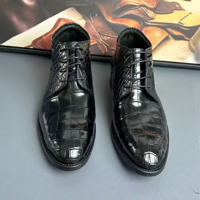 Crocodile Boots , Genuine Crocodile Leather Boots Black