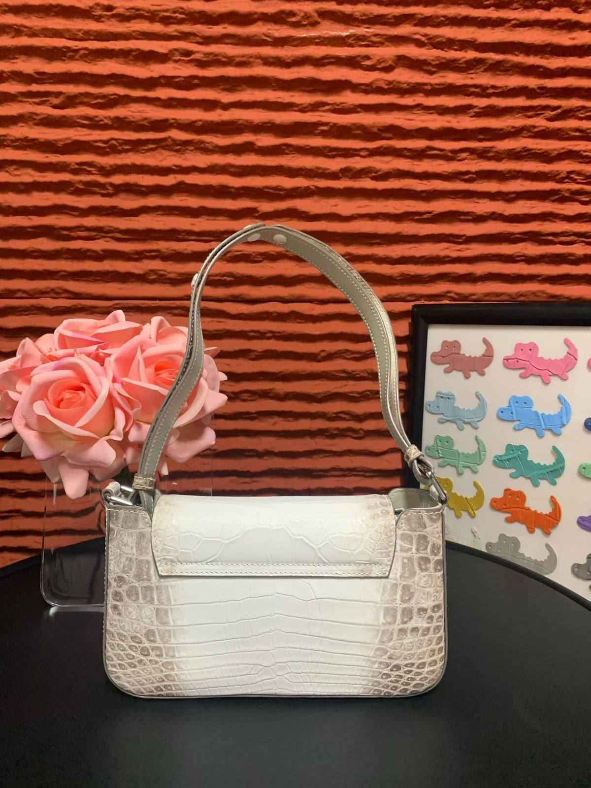 Himalayan White Crocodile Leather Underarm Bag