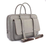 Genuine Crocodile Leather  Postman Bag Mens  Messenger Bussiness Document Travel Laptop Briefcase  Bags Light Grey
