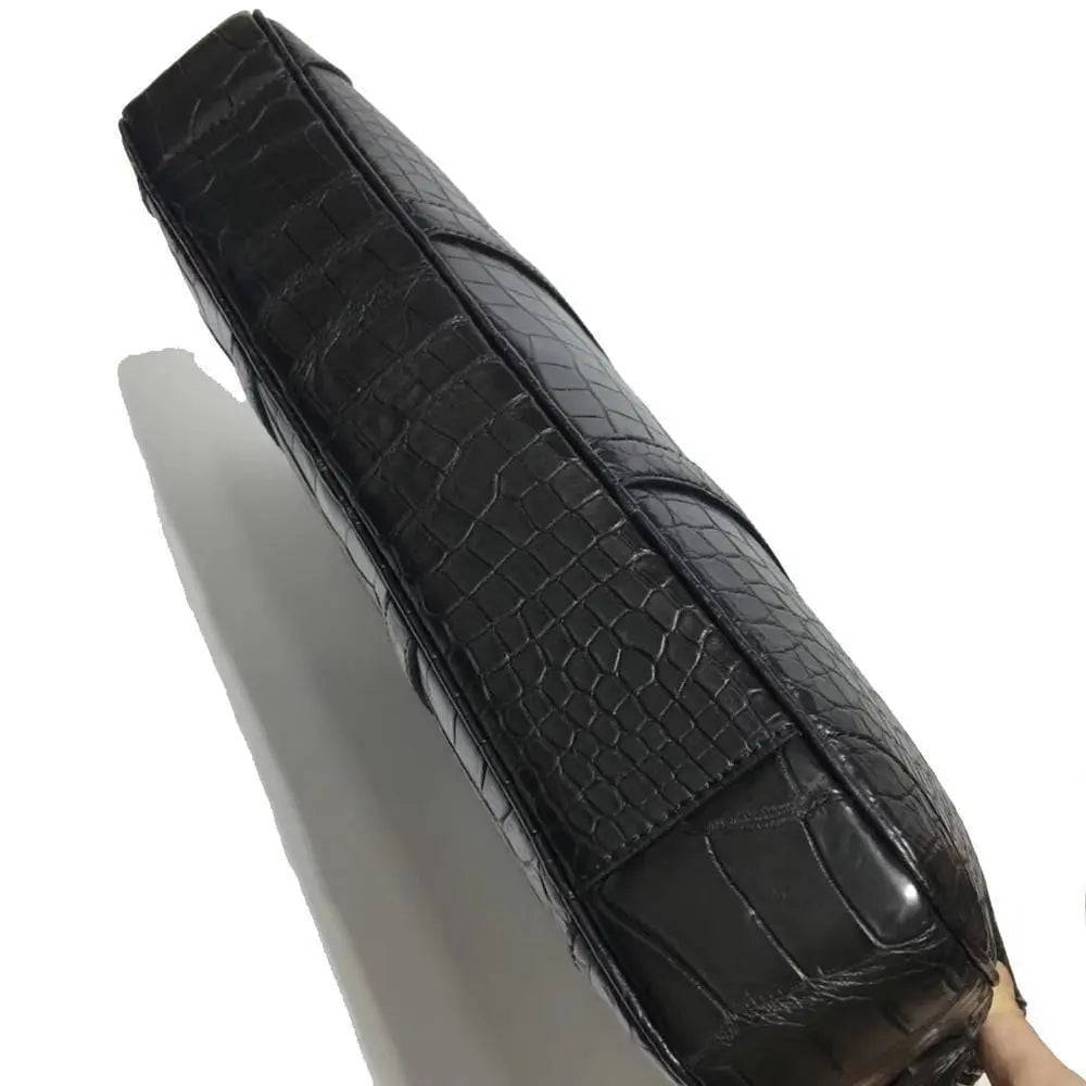 Valigetta di lusso in vera pelle di coccodrillo nera grande