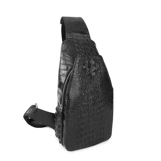 Borsa a tracolla da petto da uomo in vera pelle di coccodrillo