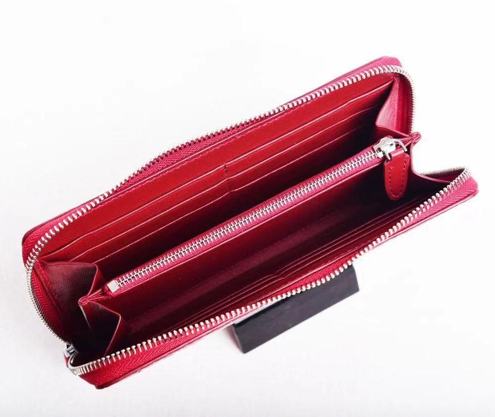 High Shiny Genuine Crocodile Skin Leather Zip Wallets