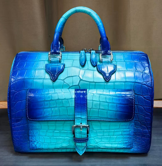 Preorder Womens Vintage Crocodile Leather Satchel Bag