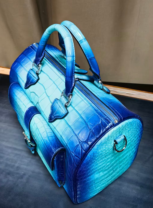 Preorder Womens Vintage Crocodile Leather Satchel Bag
