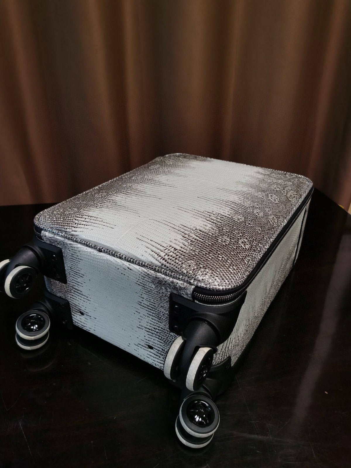 Valigia trolley/rolling Lizard in pelle, borsa da weekend/viaggio, trolley con ruote universali, 18 pollici