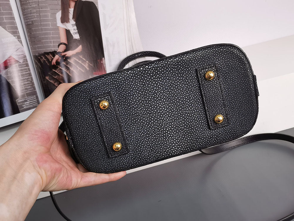 Genuine Stingray Leather Shell Top Handle Bag For Women