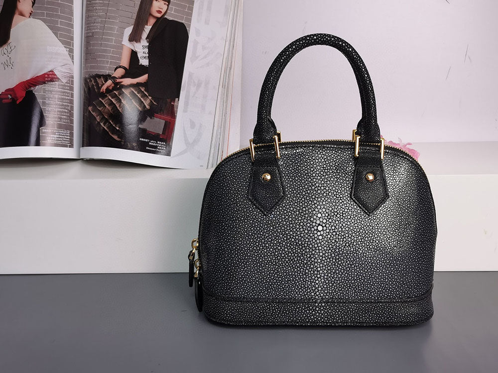 Genuine Stingray Leather Shell Top Handle Bag For Women