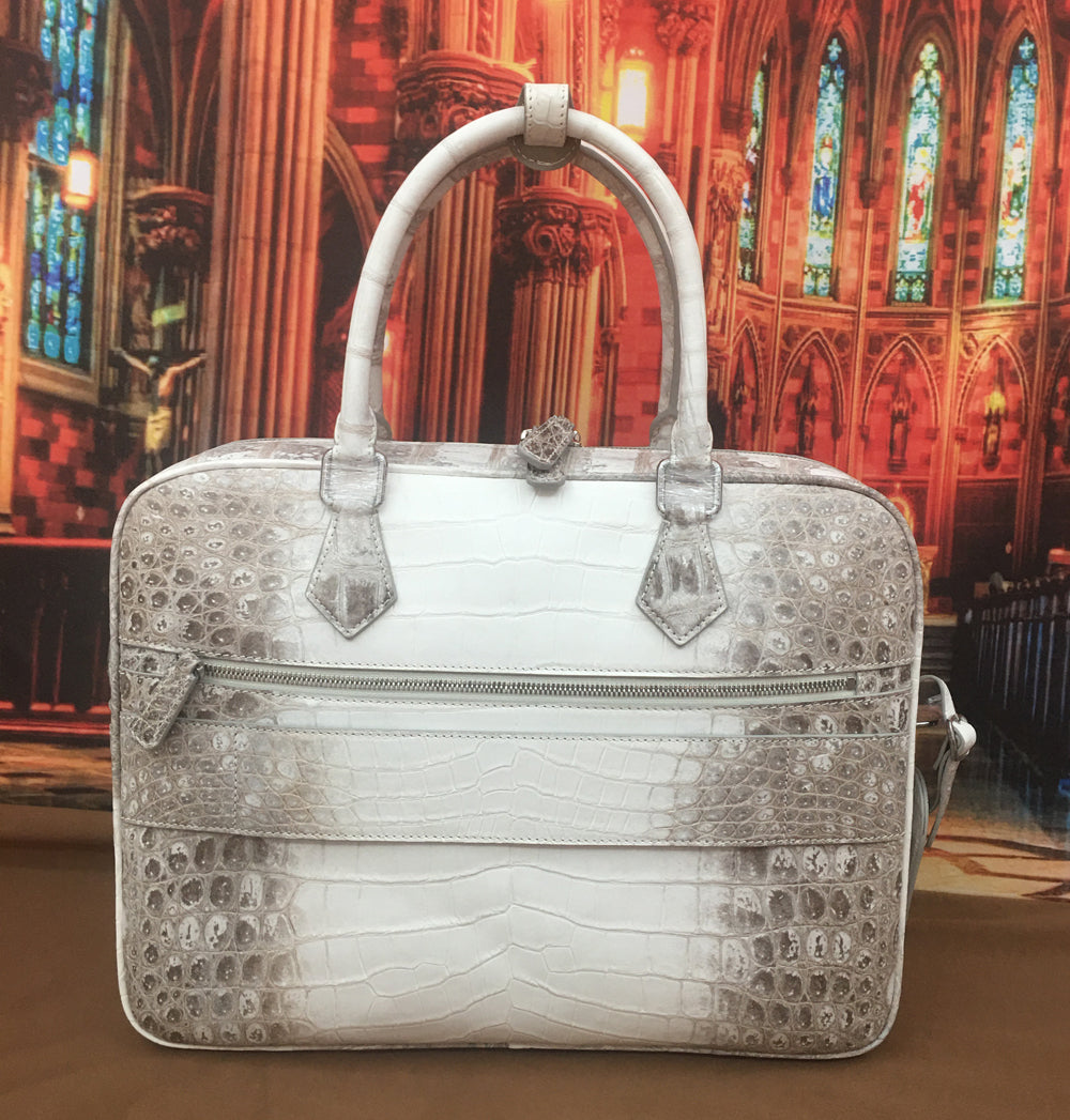 Preorder Crocodile Briefcase , Genuine Crocodile Belly Leather Briefcase Dark Blue