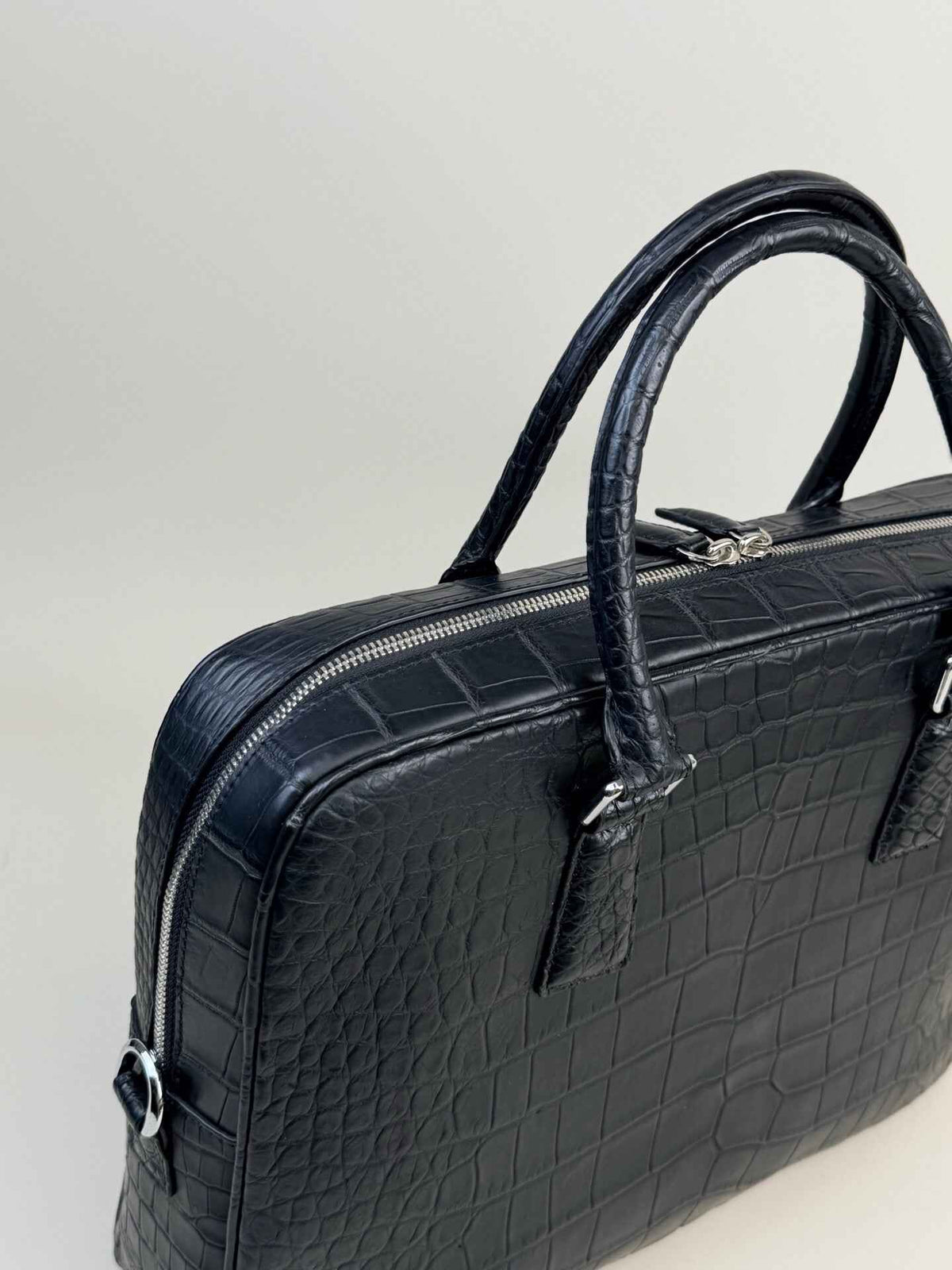 Men's Crocodile Briefcase Business Laptop Document Bags Black