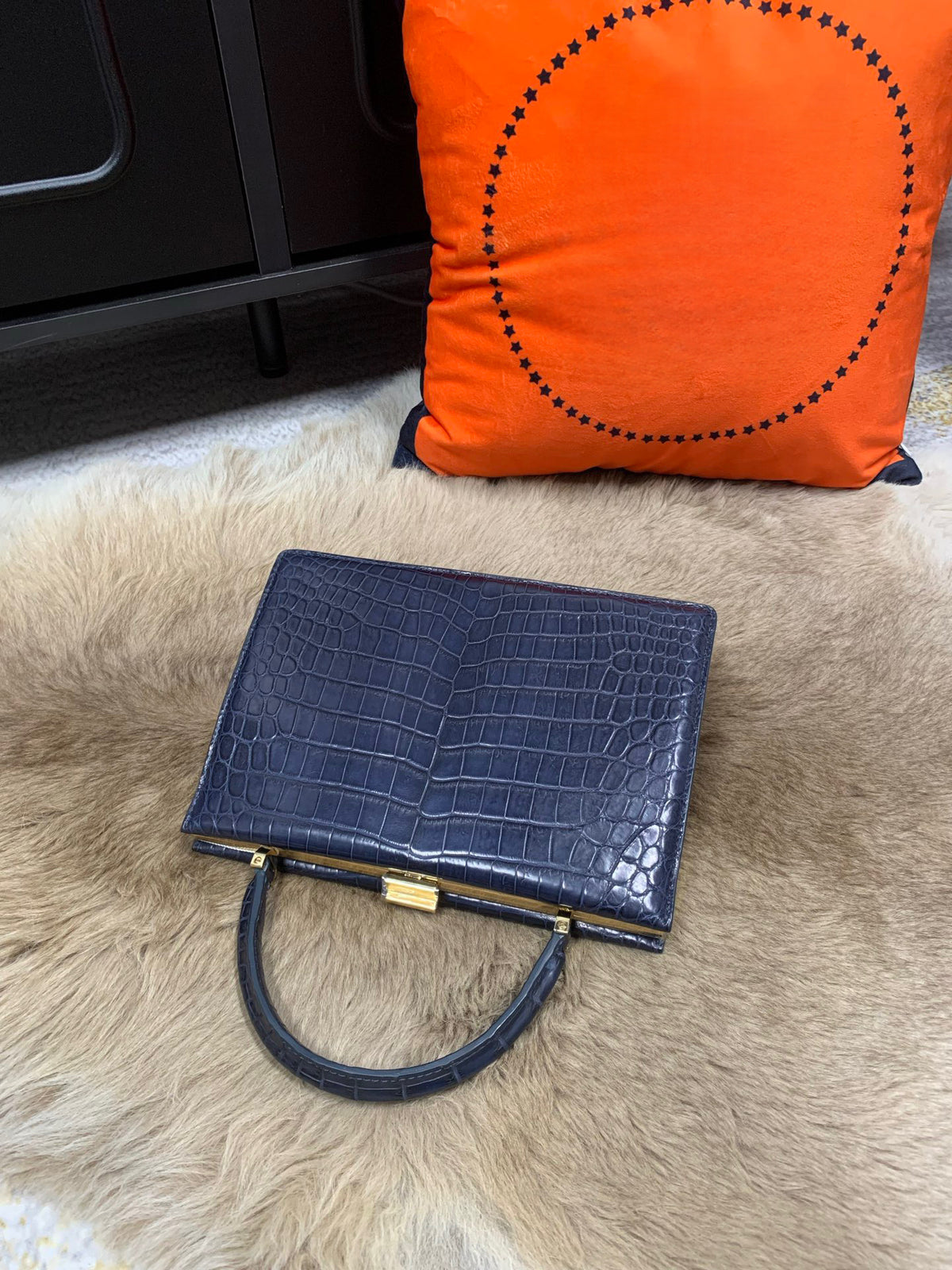 Crocodile Leather Evening Purse Top Handle Clutch Bag