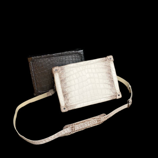 Borsa a bauletto grande, borsa a bauletto in pelle effetto coccodrillo