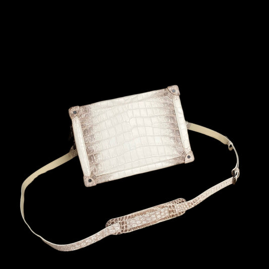 Borsa a bauletto grande, borsa a bauletto in pelle stampa coccodrillo