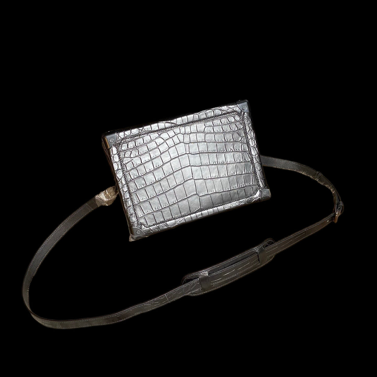 Large Trunk Box Bag, Crocodile Skin Leather Trunk Box Bag
