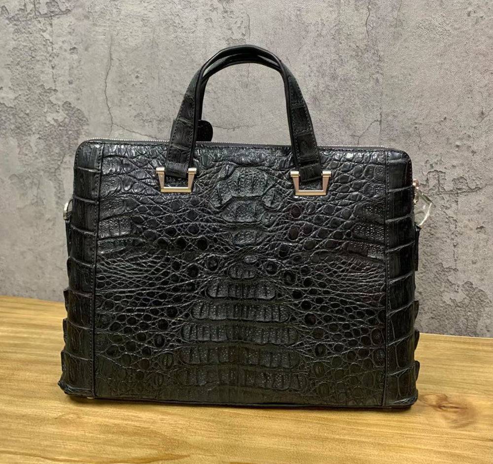 Genuine Crocodile Skin Bone Leather Briefcase 3185 Black