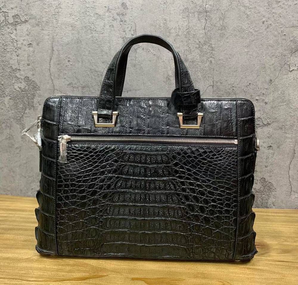 Genuine Crocodile Skin Bone Leather Briefcase 3185 Black