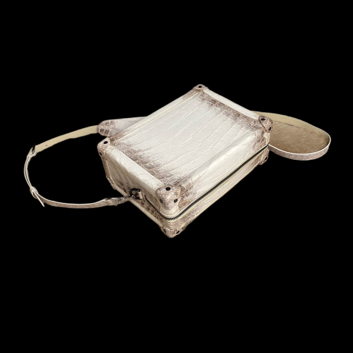 Large Trunk Box Bag, Crocodile Skin Leather Trunk Box Bag