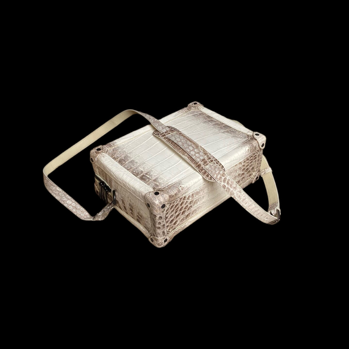 Large Trunk Box Bag, Crocodile Skin Leather Trunk Box Bag