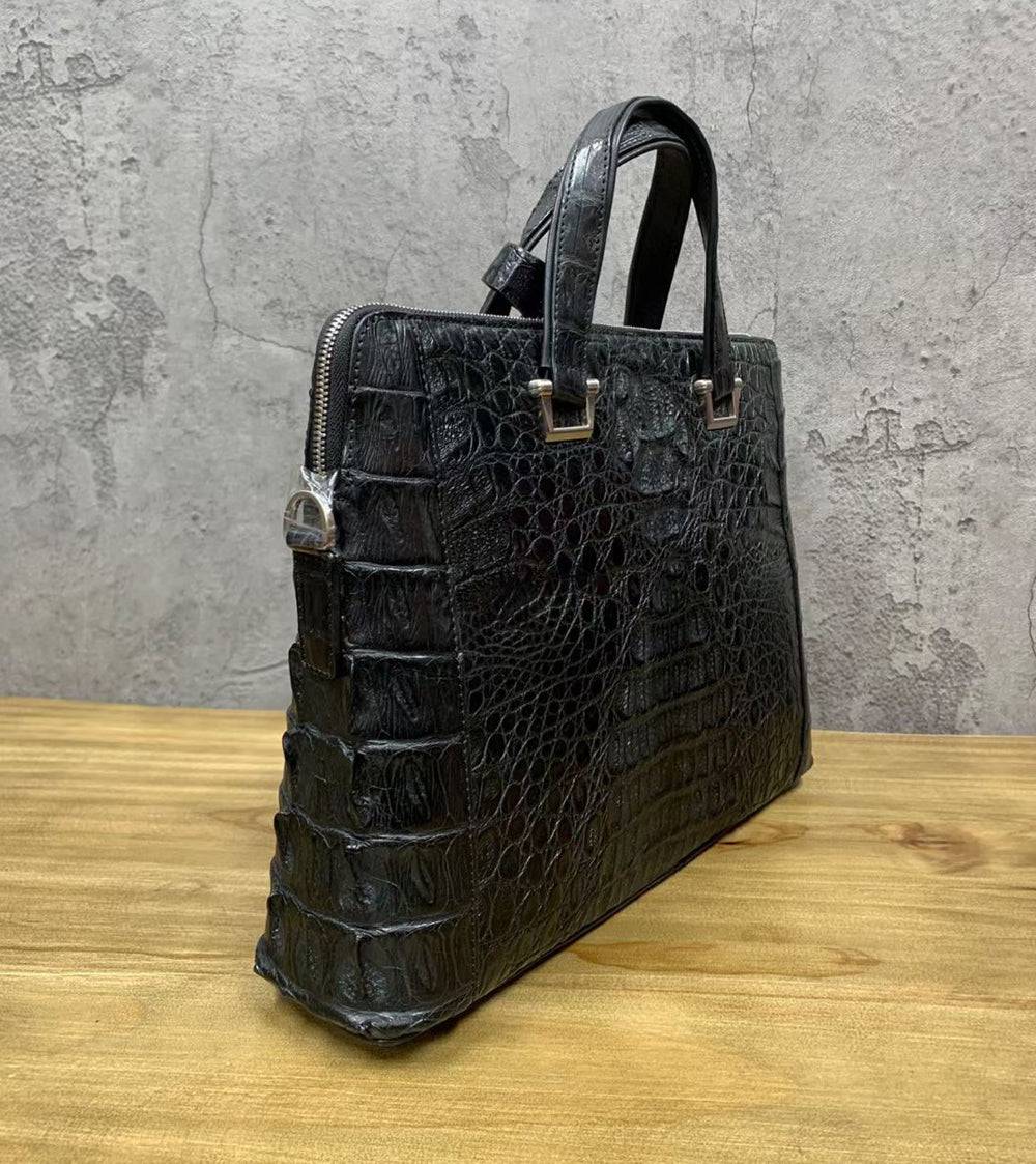 Genuine Crocodile Skin Bone Leather Briefcase 3185 Black