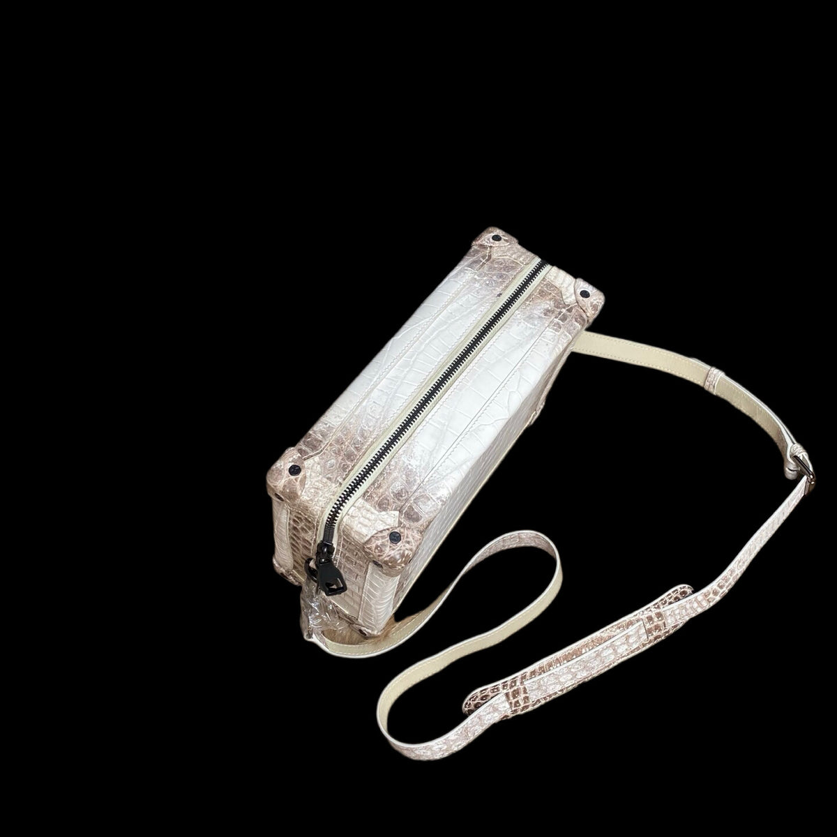 Large Trunk Box Bag, Crocodile Skin Leather Trunk Box Bag