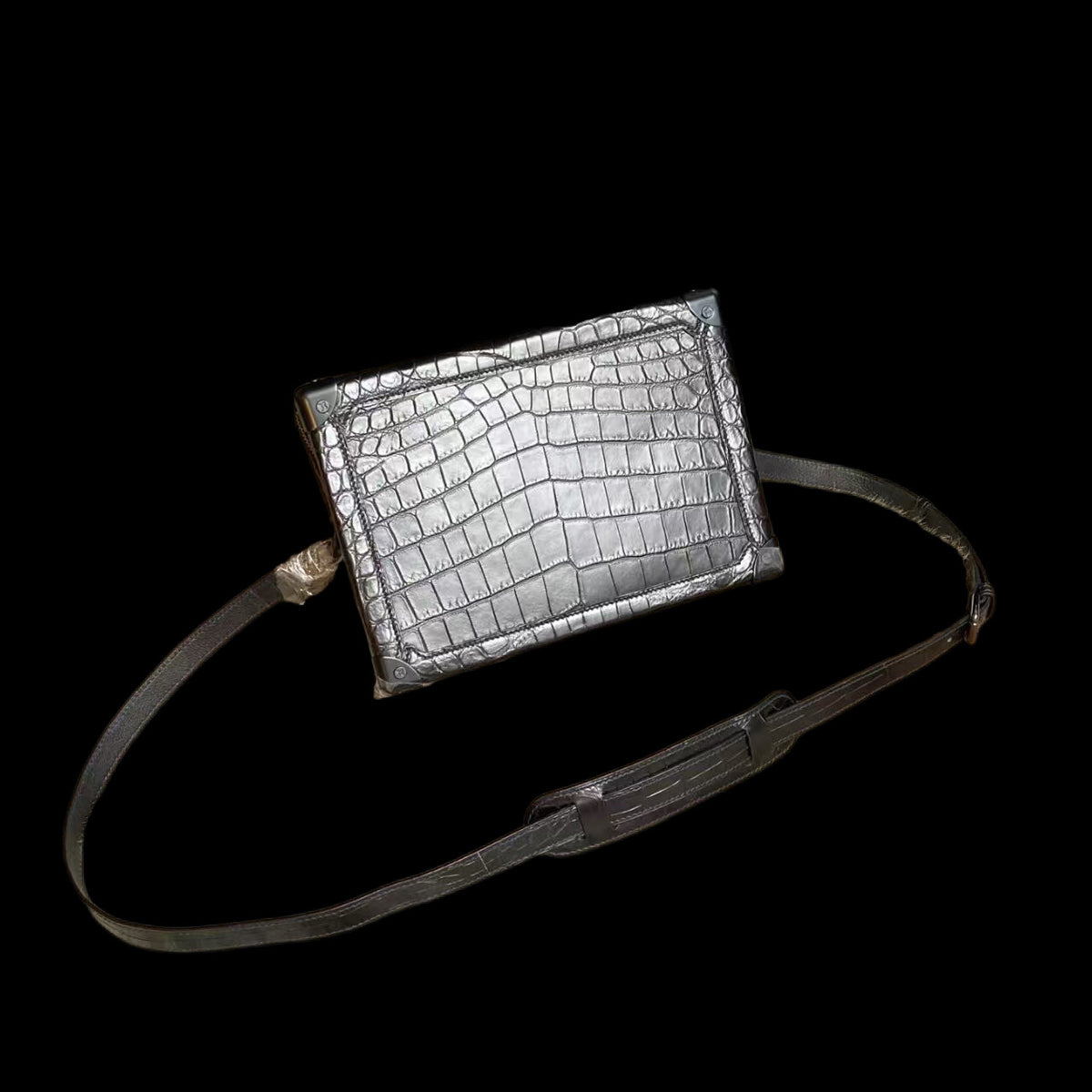 Large Trunk Box Bag, Crocodile Skin Leather Trunk Box Bag