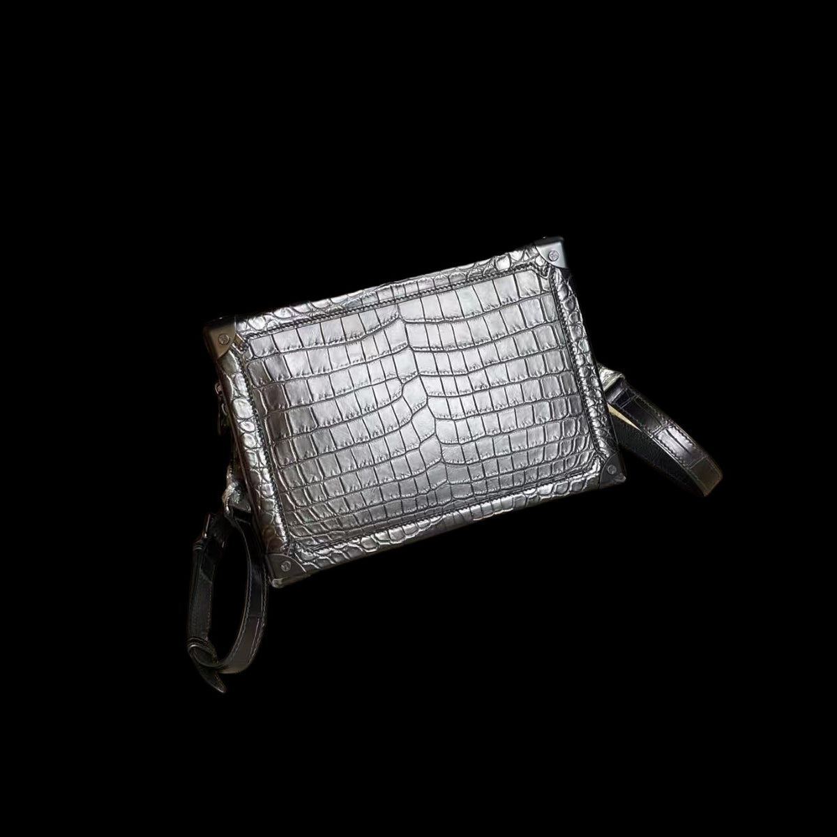 Large Trunk Box Bag, Crocodile Skin Leather Trunk Box Bag