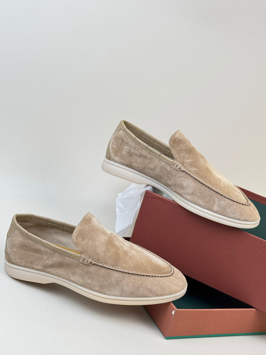 Men's Soft Genuine Calfskin Leather Slip On Shoes With Crocodile Skin Leather Trimming