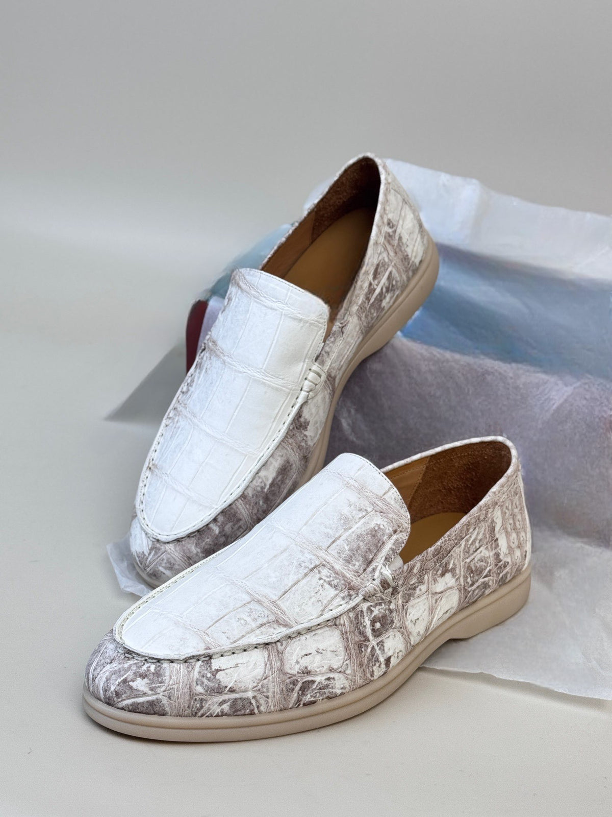 Crocodile Loafers, Men's Himalayan Crocodile Leather Loafers Slip-On Dress Shoes Very Comfortable
