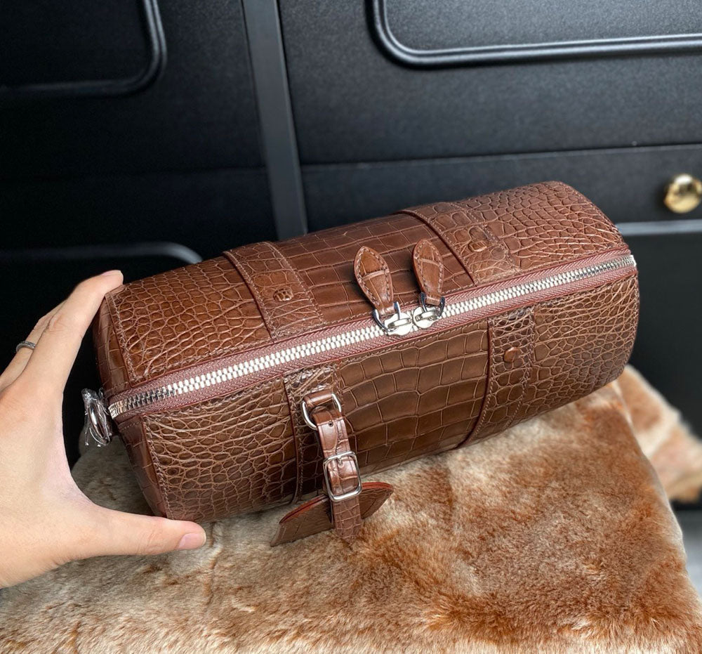 Men's Crocodile Leather Crossbody Bag Tan