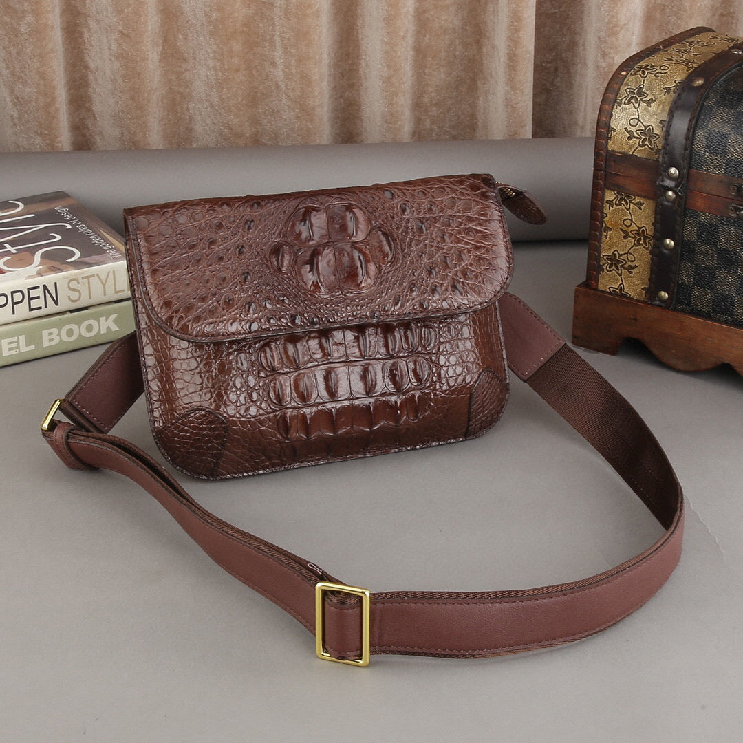 Unisex Crocodile Leather Cross Body Shoulder Bag