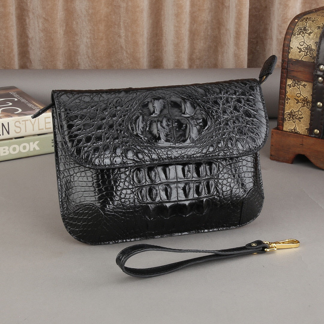 Unisex Crocodile Leather Cross Body Shoulder Bag