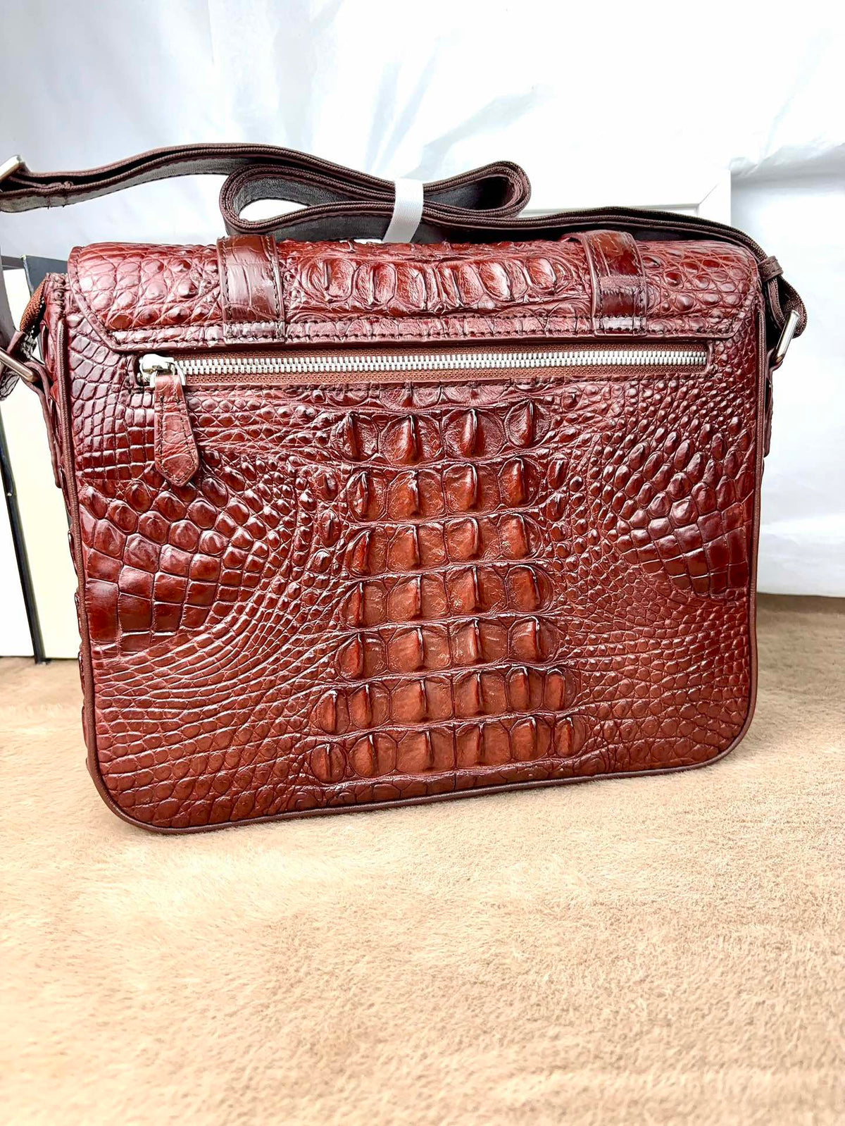 Genuine Crocodile Leather Messenger Shoulder Bag Black