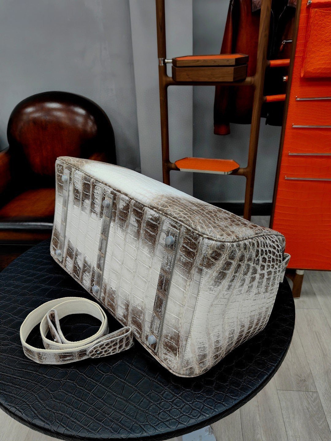 Borsa da viaggio duffel unisex in vera pelle di coccodrillo himalayano, regalo per uomo, borsa weekend oversize sportiva da palestra