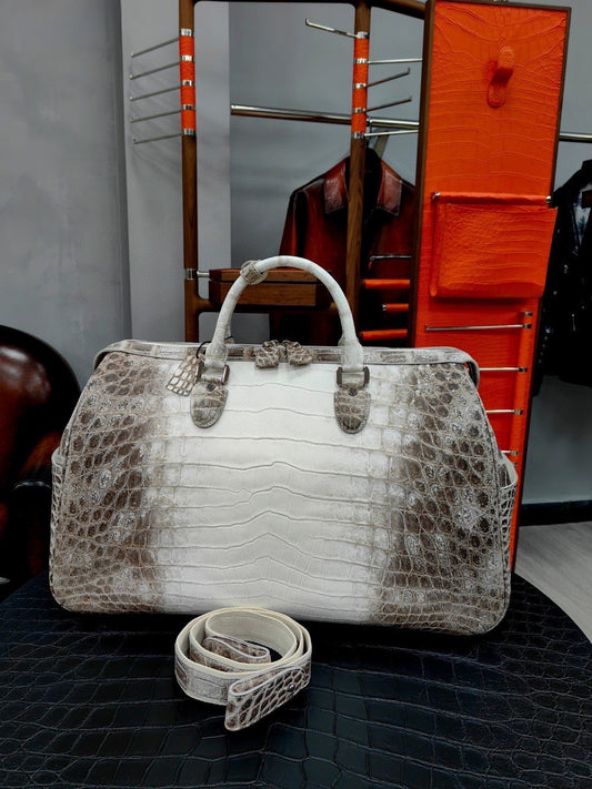 alt
Borsa da viaggio unisex in vera pelle di coccodrillo himalayana, borsone oversize da weekend regalo per uomo, borsa sportiva da palestra