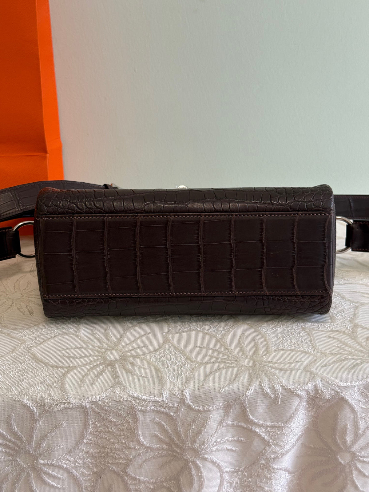 Unisex vera pelle di coccodrillo borsa messenger postino