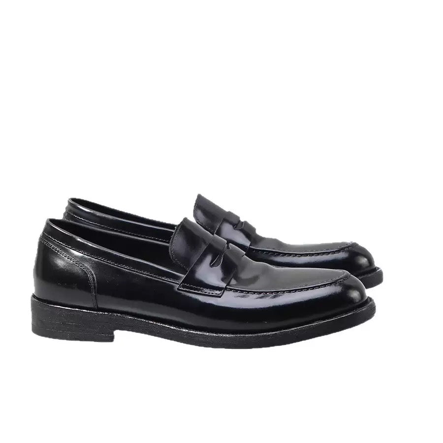 Genuine Shell Cordovan Leather Loafer Round Toe Shoes