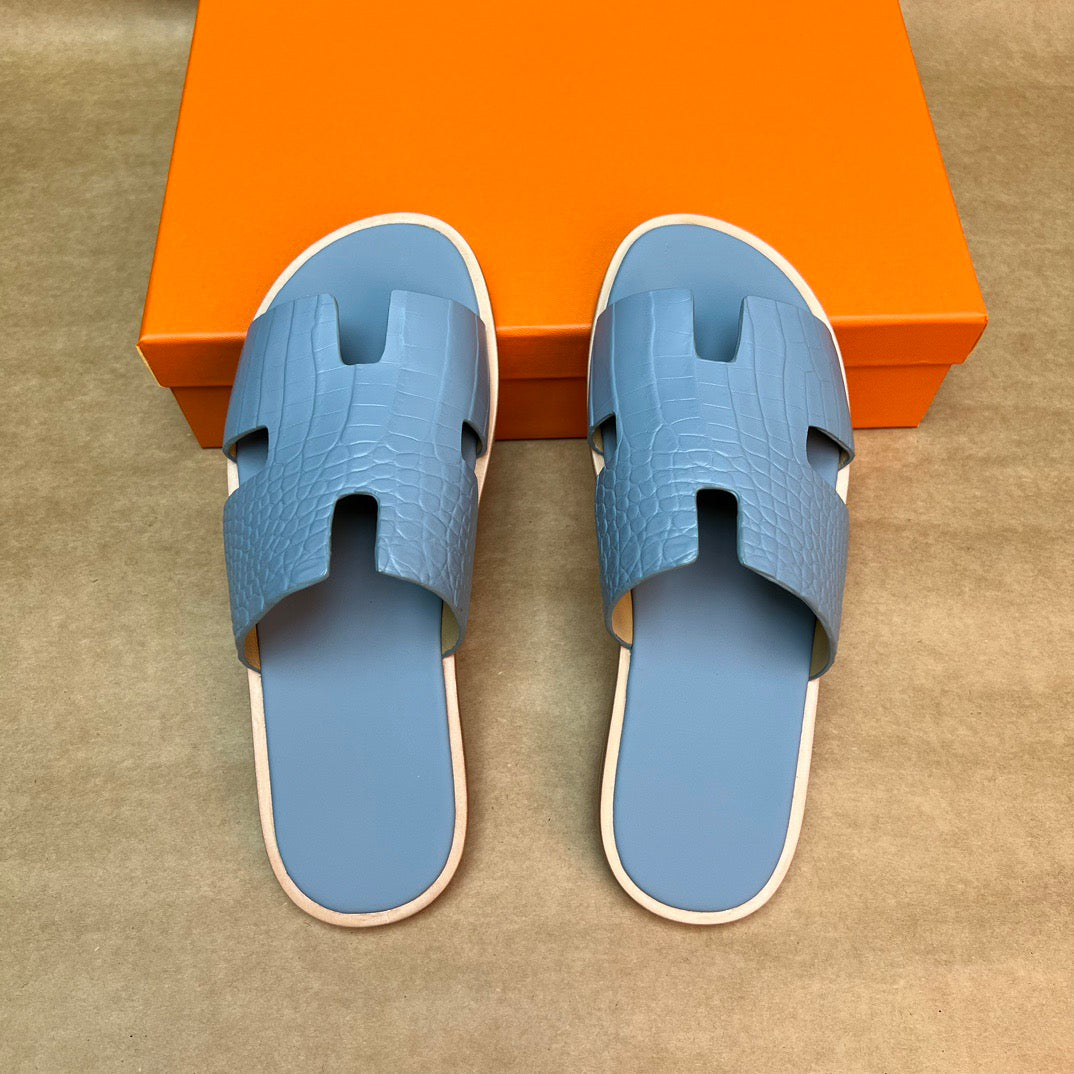 Men's Slippers , Crocodile Skin Leather Slippers