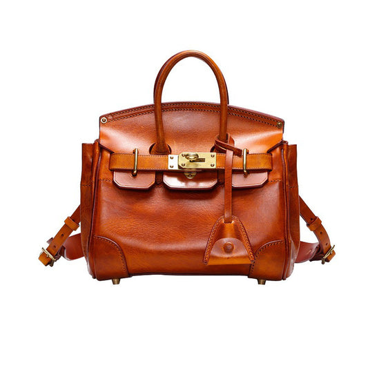Borse unisex vintage in pelle oliata effetto cera con manico superiore, tre misure