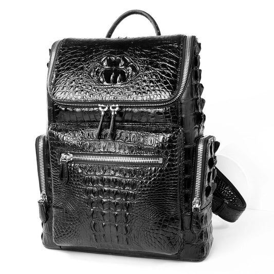 Zaino unisex grande in pelle effetto coccodrillo, piccolo