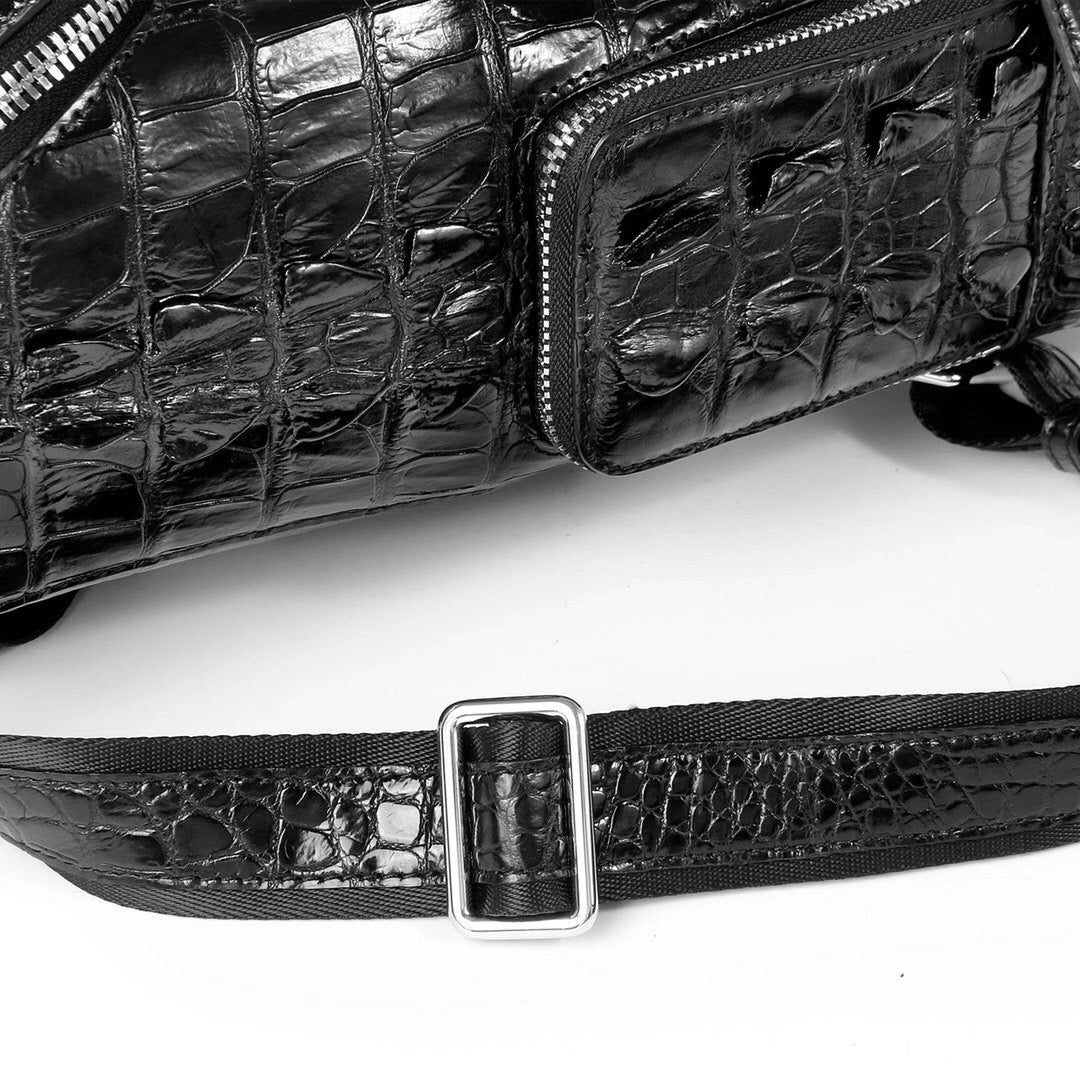 Unisex Crocodile Skin Leather Large Backpack Small