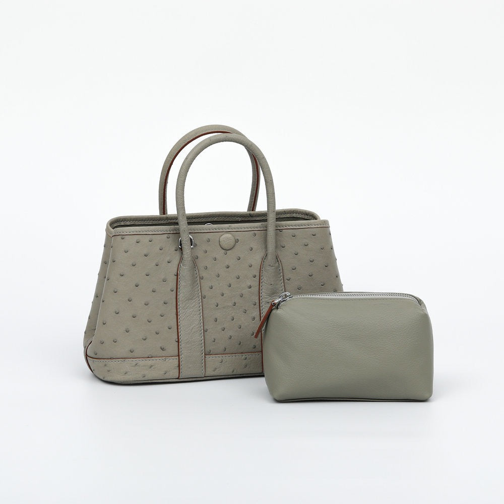 Genuine Ostrich Skin Leather Small Tote Bag