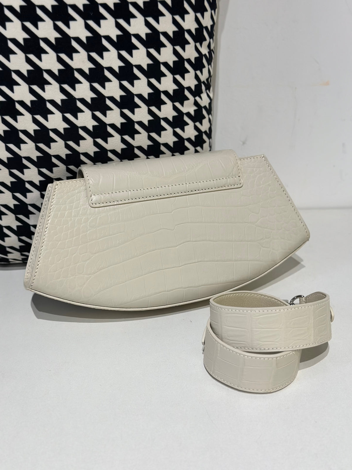 Crocodile Leather Shoulder Messenger Bags Ice White