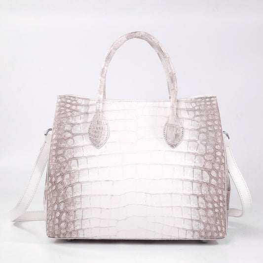alt
Borsa tote da donna in vera pelle di coccodrillo, bianca Himalaya, 32 cm