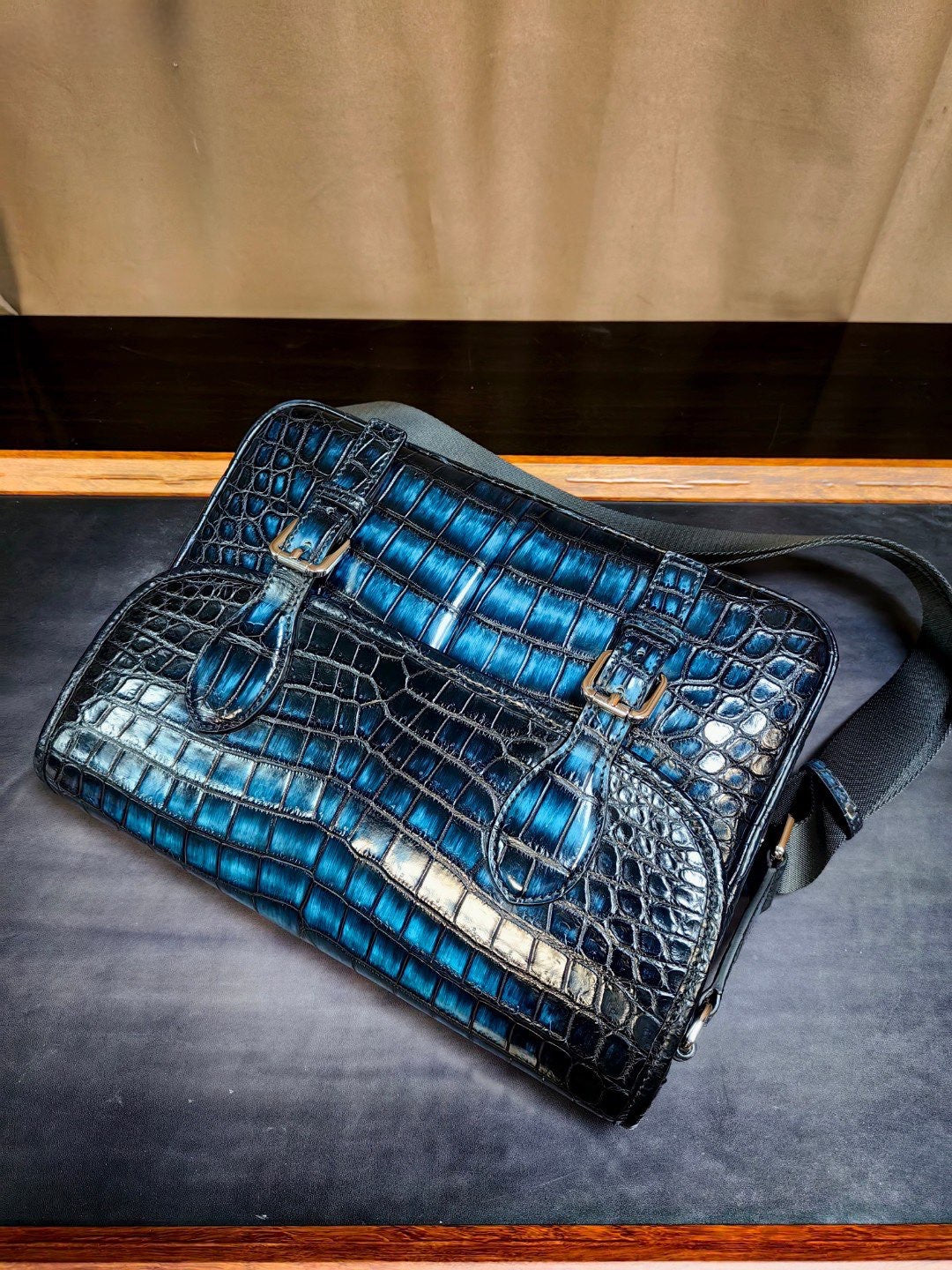 Vintage Crocodile Leather Postman Bag