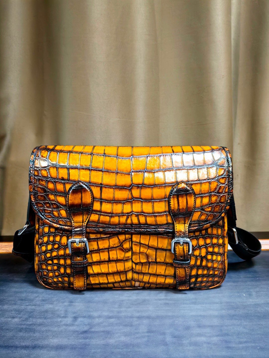 Vintage Crocodile Leather Postman Bag