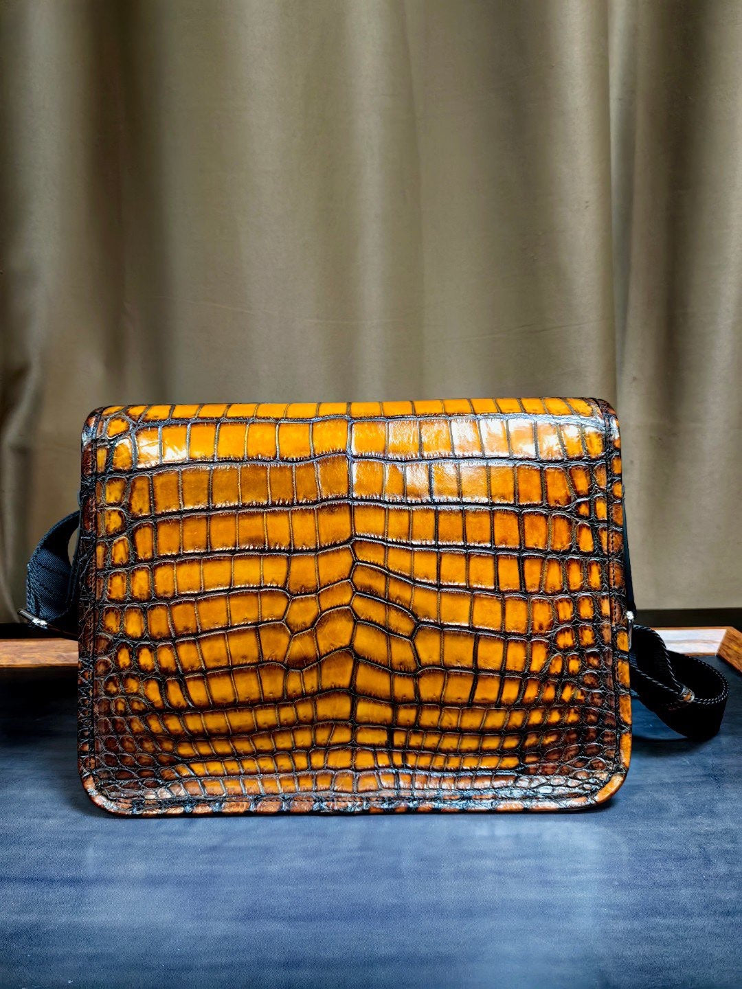 Vintage Crocodile Leather Postman Bag