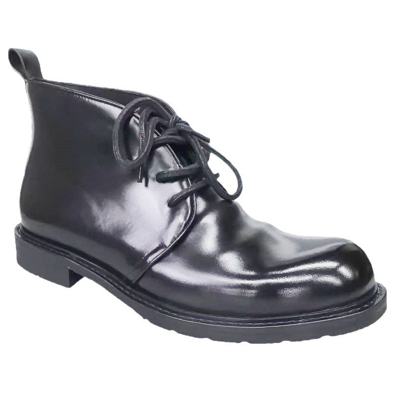 Stivaletti Martin corti stringati in vera pelle Shell Cordovan