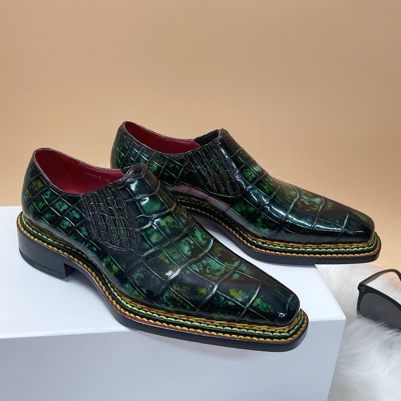 alt
Crocodile Shoes, mocassini slip-on da uomo verdi vintage in stile norvegese