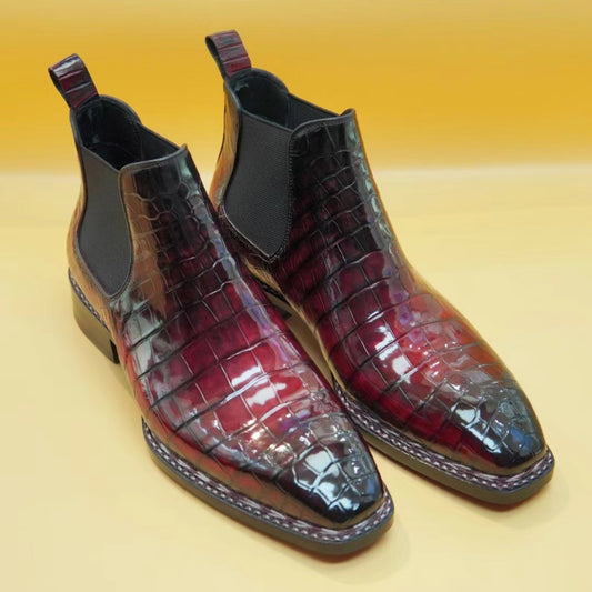 alt
Crocodile Shoes, stivaletti Chelsea vintage norvegesi rossi da uomo