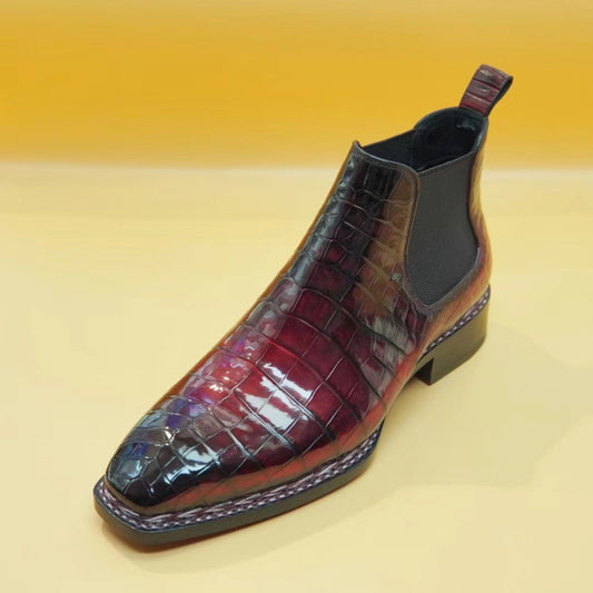 alt
Crocodile Shoes, stivaletti Chelsea vintage norvegesi rossi da uomo